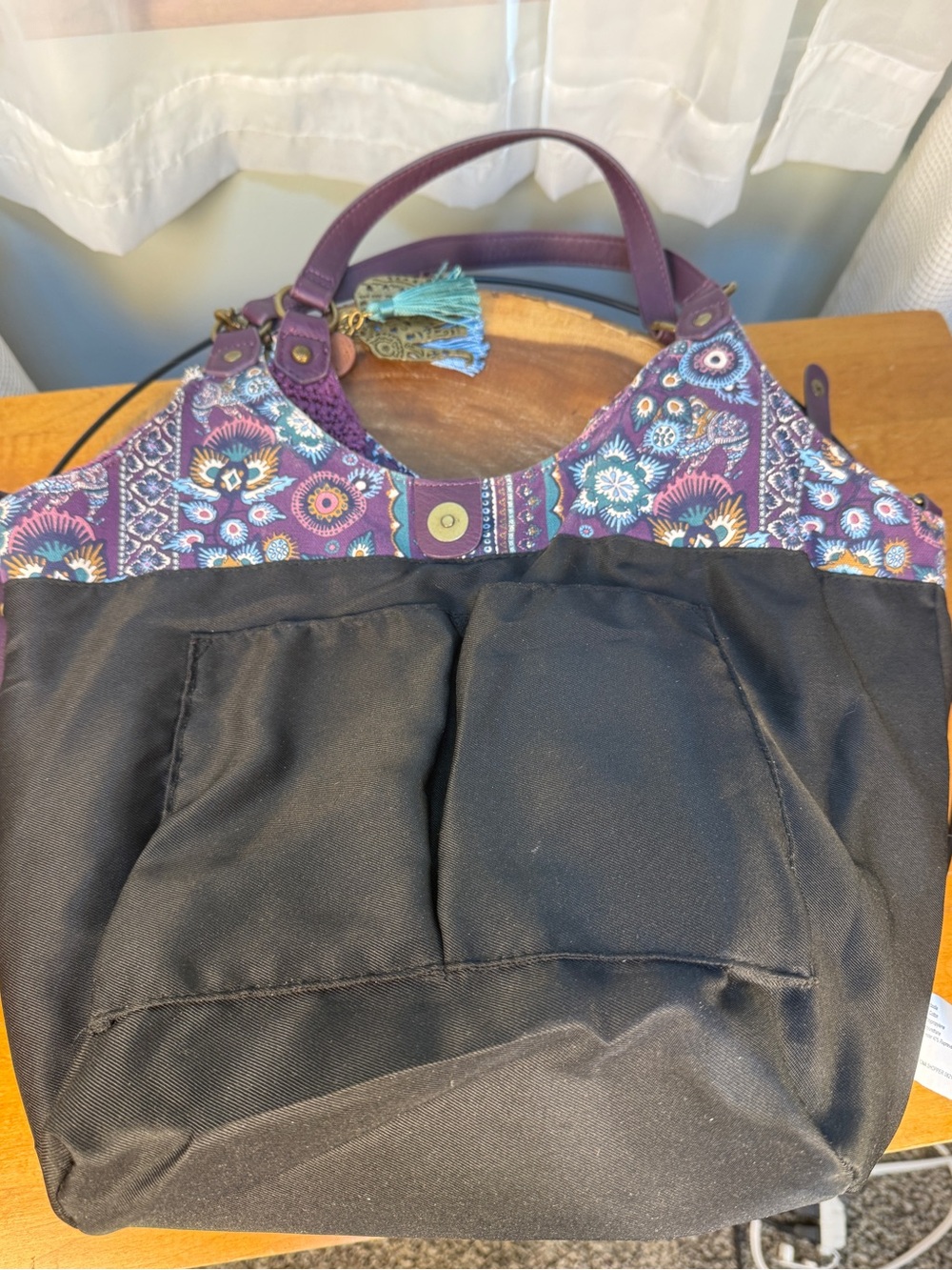Sakroots Roma Large Crochet Violet Purple Floral Shopper Tote Bag EUC - Picture 11 of 12